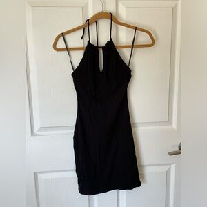 White Fox Black Bodycon Halter Dress